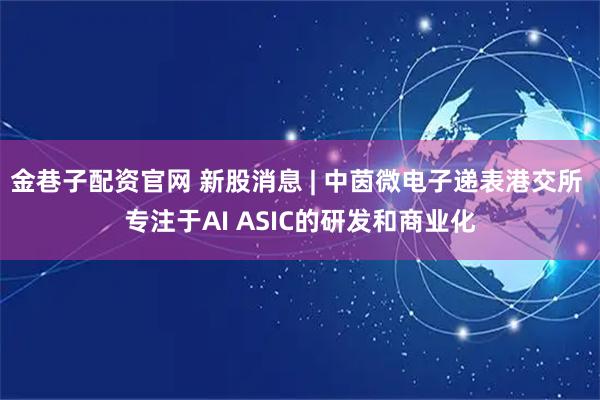 金巷子配资官网 新股消息 | 中茵微电子递表港交所 专注于AI ASIC的研发和商业化